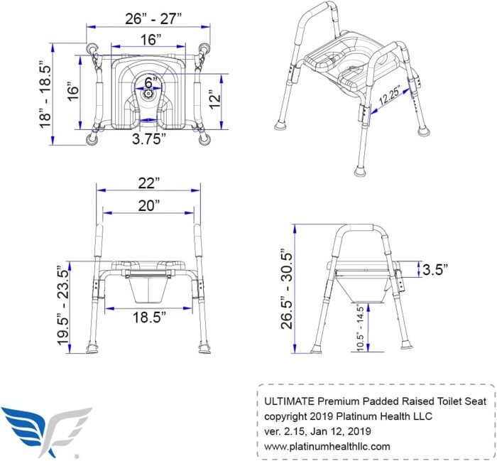 raised toilet seat with handles